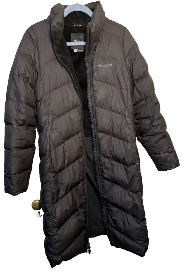 Marmot 700 Fill Down Long Puffer Coat Black Women’s Medium EXC Jacket - Imagem 1 de 4