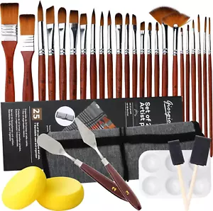 Set Pennelli Pittura,32 Pezzi Pennelli per Dipingere,Pennelli Acquerello Profess - Foto 1 di 12