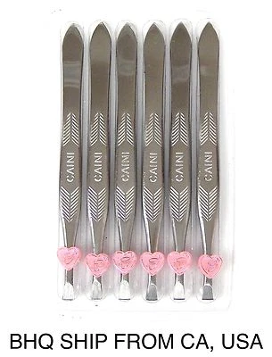 BEAUTY HEADQUARTERS 6 PROFESSIONAL EYEBROW HAIR REMOVAL STAINLESS STEEL STRAIGHT TIP TWEEZERS