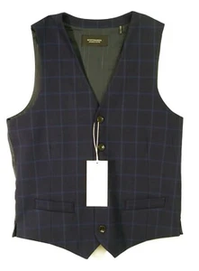 Grandfather Gilet Scotch & Soda Navy Check Classic Yarn Gilet Size M - Picture 1 of 9
