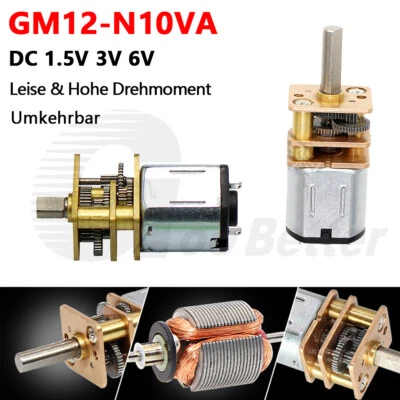 DC 1,5V 3V 6V Mini Getriebemotor Voll Metall RC Modellbau GM12-N10VA Umkehrbar - Bild 1 von 4