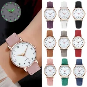 Leather Watch Band Quartz Wristwatches Alloy Wrist Watches Round Watches Women - Picture 1 of 17