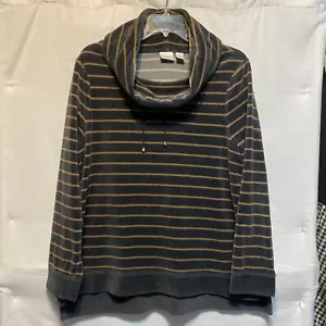 Maglione donna Chicos 2 Zenergy caldo velluto a righe collo cappuccio grigio oro - Foto 1 di 8