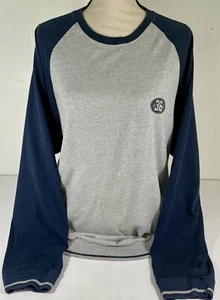 Vintage 90s Eddie Bauer Grey w Blue Sleeves Sweatshirt Mens L hunting fishing - Picture 1 of 7