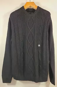 Neu mit Etikett Herren CHAPS, Rundhalsausschnitt Baumwolle KABELSTRICK Pullover. Größe M - Vintage schwarz - Bild 1 von 5