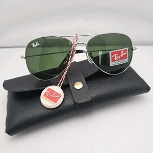 Ray-Ban Aviator Sunglasses Silver Coated Green Lense RB3025 UV Protection - Picture 1 of 20
