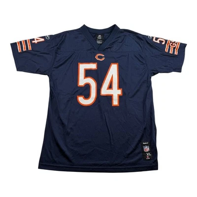 Camiseta Chicago Bears Youth XL Marinha NFL Futebol Brian Urlacher 54 Reebok - Imagem 1 de 4