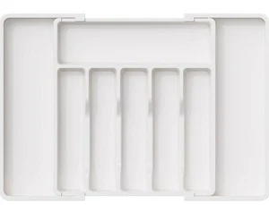 Organizer per Cassetti Argenteria, Organizzatore per Utensili Espandibile (Bianco) - Foto 1 di 8