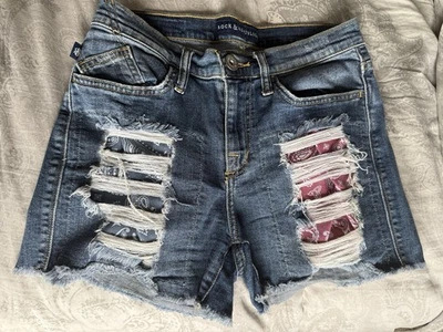 Pantalones Cortos de Jean Rock & Republic Para Mujer Azul Parche Envejecido Talla 6 Foto 1 de 4