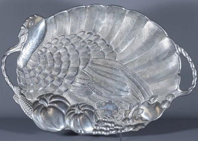 Plato grande ovalado con mango de peltre de pavo de acción de gracias LENOX 24" X 16" Foto 1 de 4