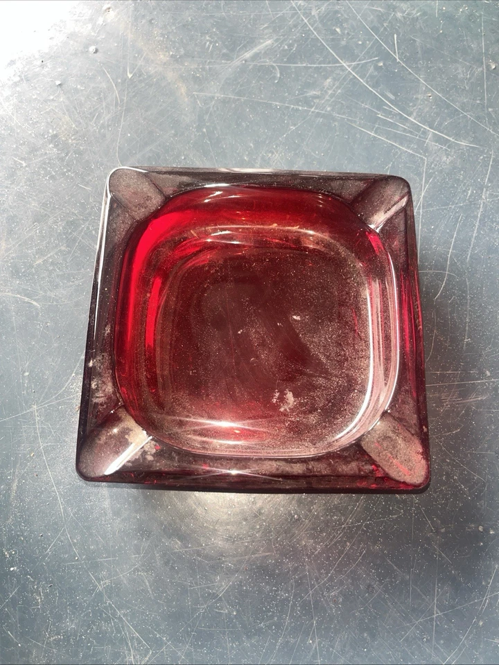 Vintage Viking Ruby Red Square Glass Ashtray  6"×6" - Image 1 of 1