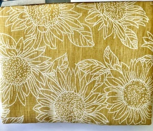 WOVEN FABRIC SUNFLOWER SHOWER CURTAIN MUSTARD YELLOW WHITE BY NANETTE LEPORE - Picture 1 of 11