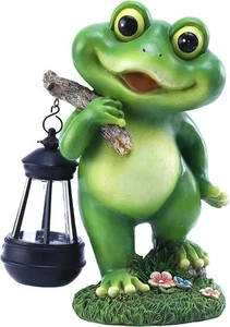 Outdoor Frog Garden Decor: 11'' Yard Decoration with LED Lantern Funny  - Picture 1 of 8