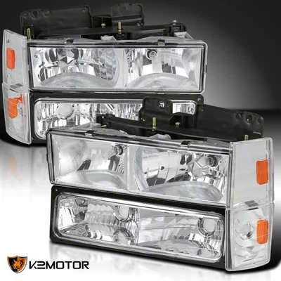 Fits 1988-1993 Chevy GMC C/K C10 Sierra Suburban Headlights+Bumper+Corner Lamps Foto 1 de 4