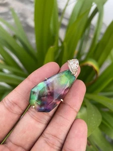 58.9 Ct Natural Ammolite Opal Doublet Pendant Fancy Cut Rare LT Loose GEMSTONE - Picture 1 of 4