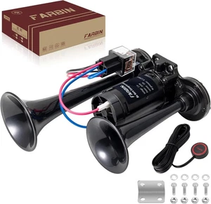 Air Horn for Truck Train Horn for Car 12V Integrated Air Horn + Button Black - Picture 1 of 7