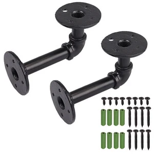 2x Industrial Pipe Shelf Bracket Display Bookshelf Wall Floating Holder Rack - Picture 1 of 12