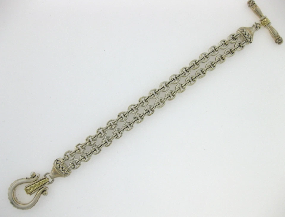 SCOTT KAY Silver and Gold Rolo Bracelet 925 Sterling Silver 7.5 Inch - Image 1 of 1