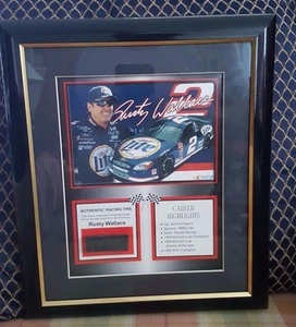 Rusty Wallace #2 Mounted Memories Framed 2003 Photo w/Piece of Tire from race - Picture 1 of 10