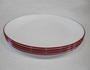 ❤️ 6 Corelle RED RIM DINNER PLATES 10.25" Christmas Holiday Deep Radiant Cherry - Picture 1 of 5