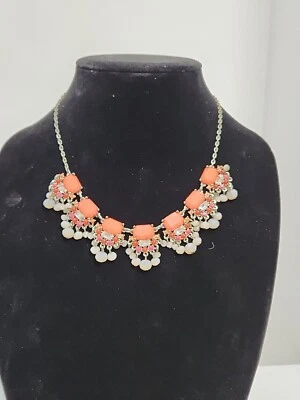 Loft Ann Taylor Red, Orange And Pink Beads Silver Tone Chain - Image 1 of 4