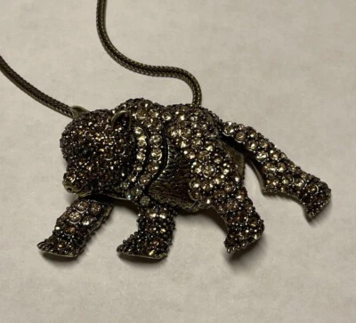 JTV Off Park Collection Reticulated Crystal Brown Bear Adj To 26” Goldtone - Image 1 of 4