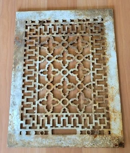 REJILLA DE SUELO ANTIGUA DE COLECCIÓN DE HIERRO FUNDIDO REGISTRO DE CALEFACCIÓN PARED VENTILACIÓN DECORATIVA - Imagen 1 de 11