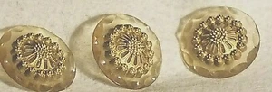 3 VINTAGE  ROUND GOLD BUTTON ON CLEAR PLASTIC 1 1/2" DIA EUC - Picture 1 of 6