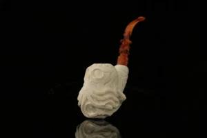 srv - Octopus Skull in Skeleton Hand Meerschaum Pipe by I. Baglan +case M3378 - Picture 1 of 12
