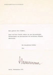 Sigrid Kressmann-Zschach 1929-90 autograph 8"x12" typed letter signed architect - Picture 1 of 1