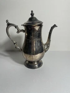 Wm Rogers Silver Plate Coffee Teapot 9" Vintage with Hinged Lid - Picture 1 of 5
