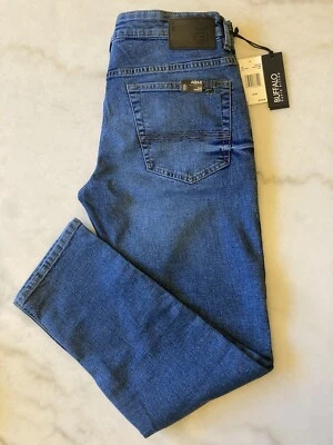 Pantalones elásticos rectos ajustados Ash-x de Buffalo David Bitton para hombre, azules, 32X30 Foto 1 de 4