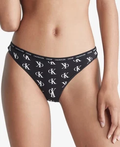 CALVIN KLEIN Bikini Panties Logo Print Black XS $15 NWT - Picture 1 of 2