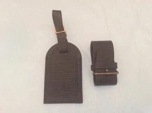 LOUIS VUITTON EPI Line STRAP HOLDER/Address Tag for KEEPALL/BANDOULIERE Black #5 - Picture 1 of 3