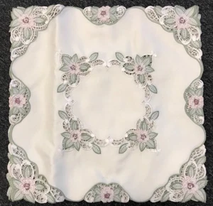 20" Embroidered Polyester Lace Square Table Placemat Doily Doilies Wedding Party - Picture 1 of 9