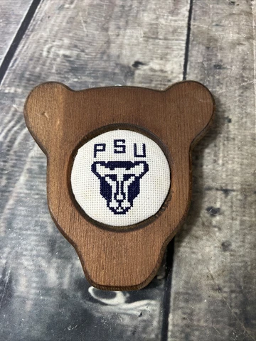 Penn State Nittany Lion Plaque, Hand Stitched Vintage PSU Plaque Cover