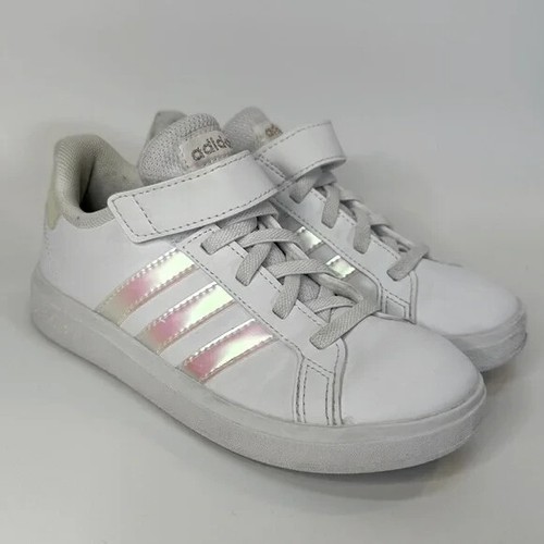 Adidas Grand Court 2.0 Style# GY2327 per bambini colore bianco con rosa iridescente 12K