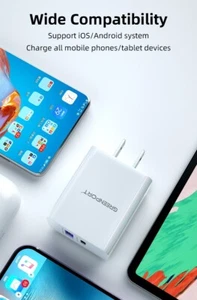 2 ports charging adapter dual interface fast universal voltages USB and type C - Photo 1 sur 8