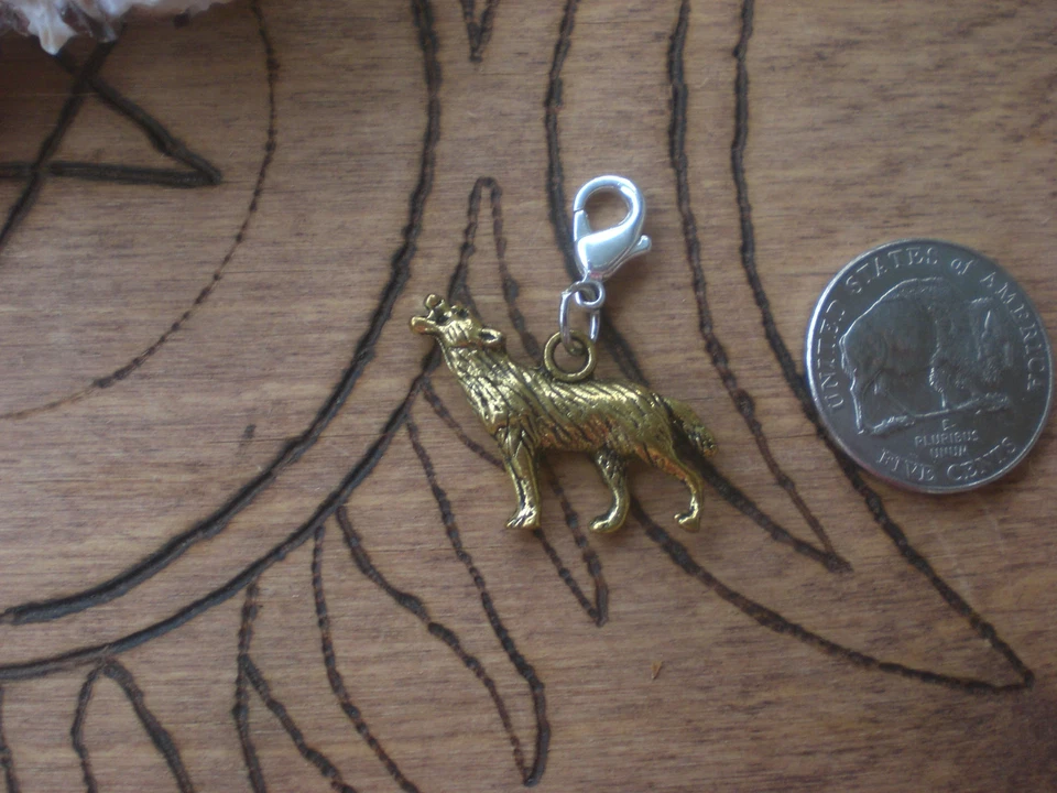 Pulsera Lobo Oro Collar Clip En Adorno Decoración Foto 1 de 1