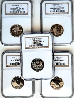 2003-S  Clad  Proof State Quarter Set ( 5 Coins) NGC PF70 Ultra Cameo - Image 1 of 4