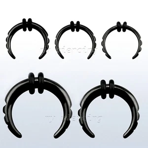 Orecchio e setto elasticizzato nero con estremità creste e setto con O-Ring 14g-8g - Foto 1 di 2
