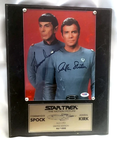 Signed WILLIAM SHATNER + LEONARD NIMOY Star Trek Photo Plaque PSA/DNA Ltd/ 1000 Cover