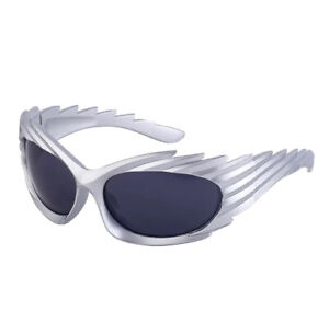 2024 Mirror Silver Design Futuristic Wrap Around Street Fashion Sunglasses #43