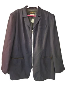 New! Size 22W Navy Blue Fully Lined Womens Zip Up blazer-fd - Picture 1 of 6