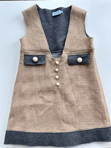 MIMISOL Two-tone knitted pinafore Girls dress - Picture 1 of 12