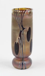 Vintage Aurene Craig Zweifel Gold Vase w/ Heart Leaves Iridescent Signed 117906 - Picture 1 of 12