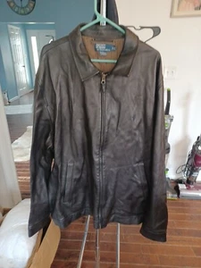 Chaqueta Polo Ralph Lauren Para Hombre 2LT 100% Cuero Negro Genuino - Buen Estado - - Imagen 1 de 10