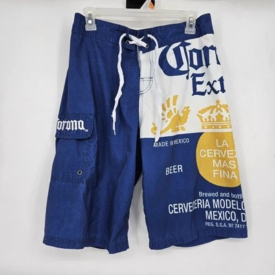 Corona Beer Board Shorts Mens Small Swim Trunks Embroidered Blue Yellow Pocket - Image 1 of 4
