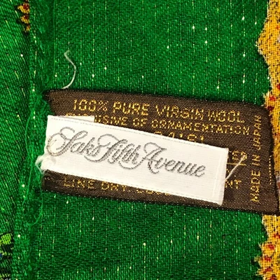 Saks Fifth Avenue Vintage Verde Prata 100% Lã Japão Feriado TEM BURACOS ***LEIA - Imagem 1 de 4