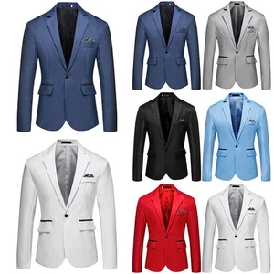 Men's Tuxedo Suit Blazer Jacket Coat One Button Business Party Formal Outwearㅖ - Picture 1 of 18